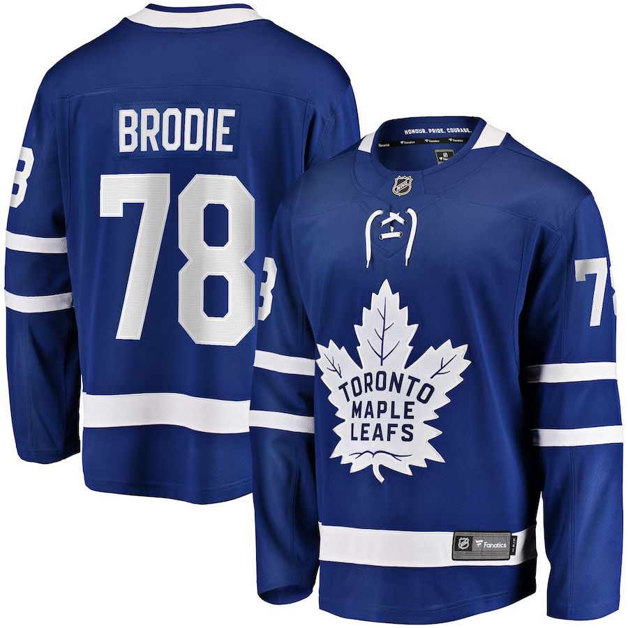 Men Toronto Maple Leafs #78 TJ Brodie Fanatics Branded Blue Home Breakaway Player NHL Jersey